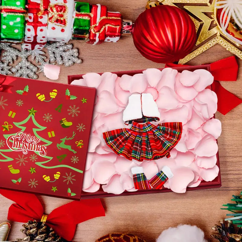 Christmas Elf Clothing, Elf Plaid Vest and Skirt set