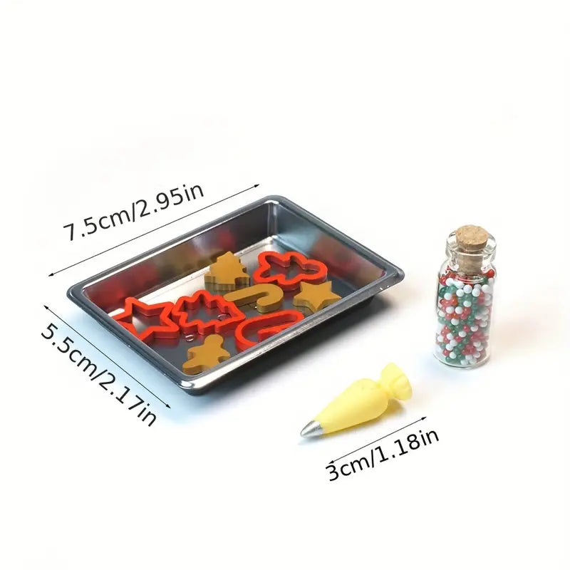 Miniature Baking Props Set | Tiny 4-Piece Kitchen Starter Kit for 12-inch Holiday Doll