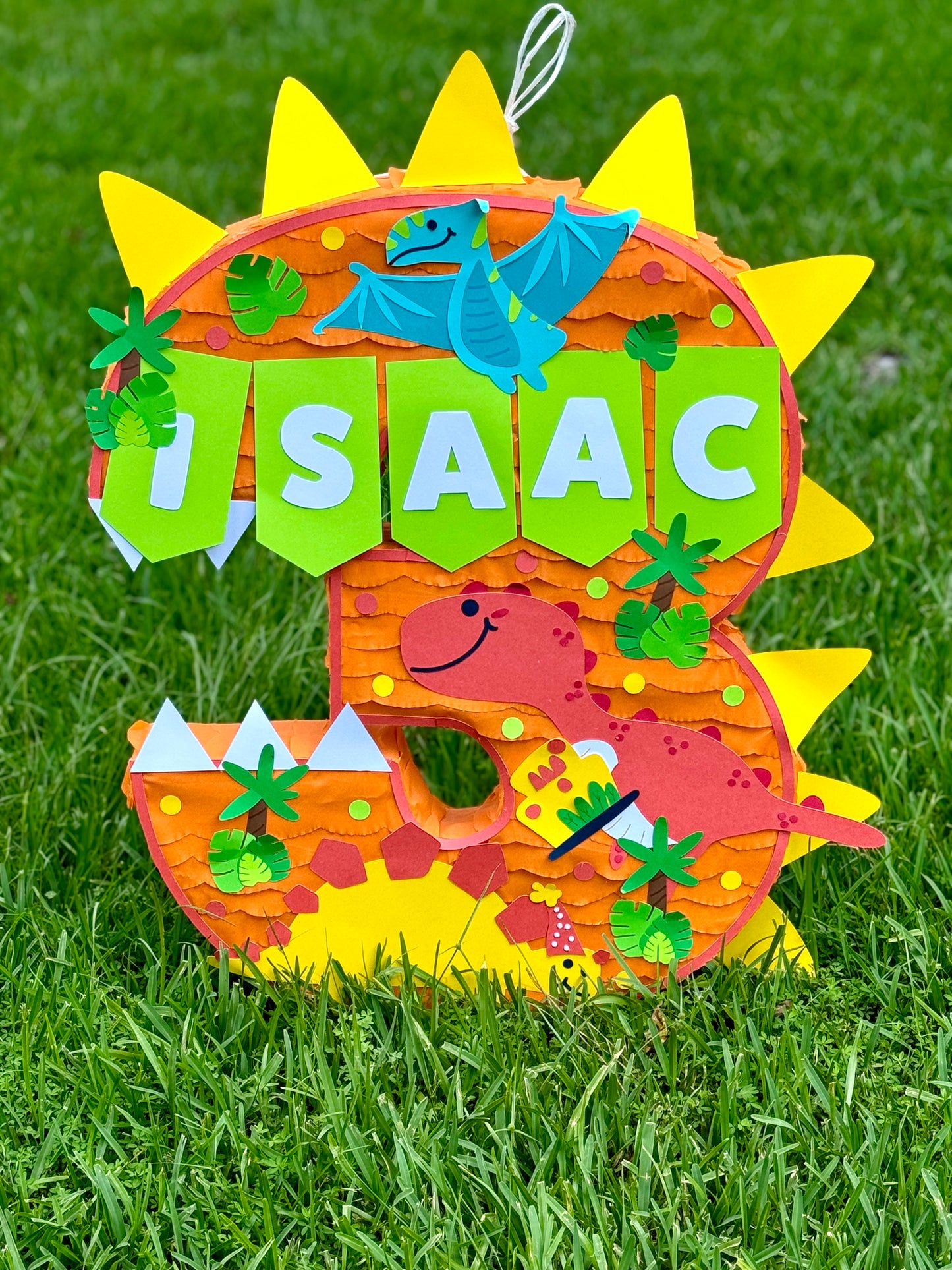 Orange Dinosaur Number Piñata