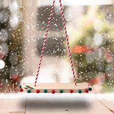 Elf's Deluxe Wooden Christmas Swing Prop | Miniature Scene Accessory