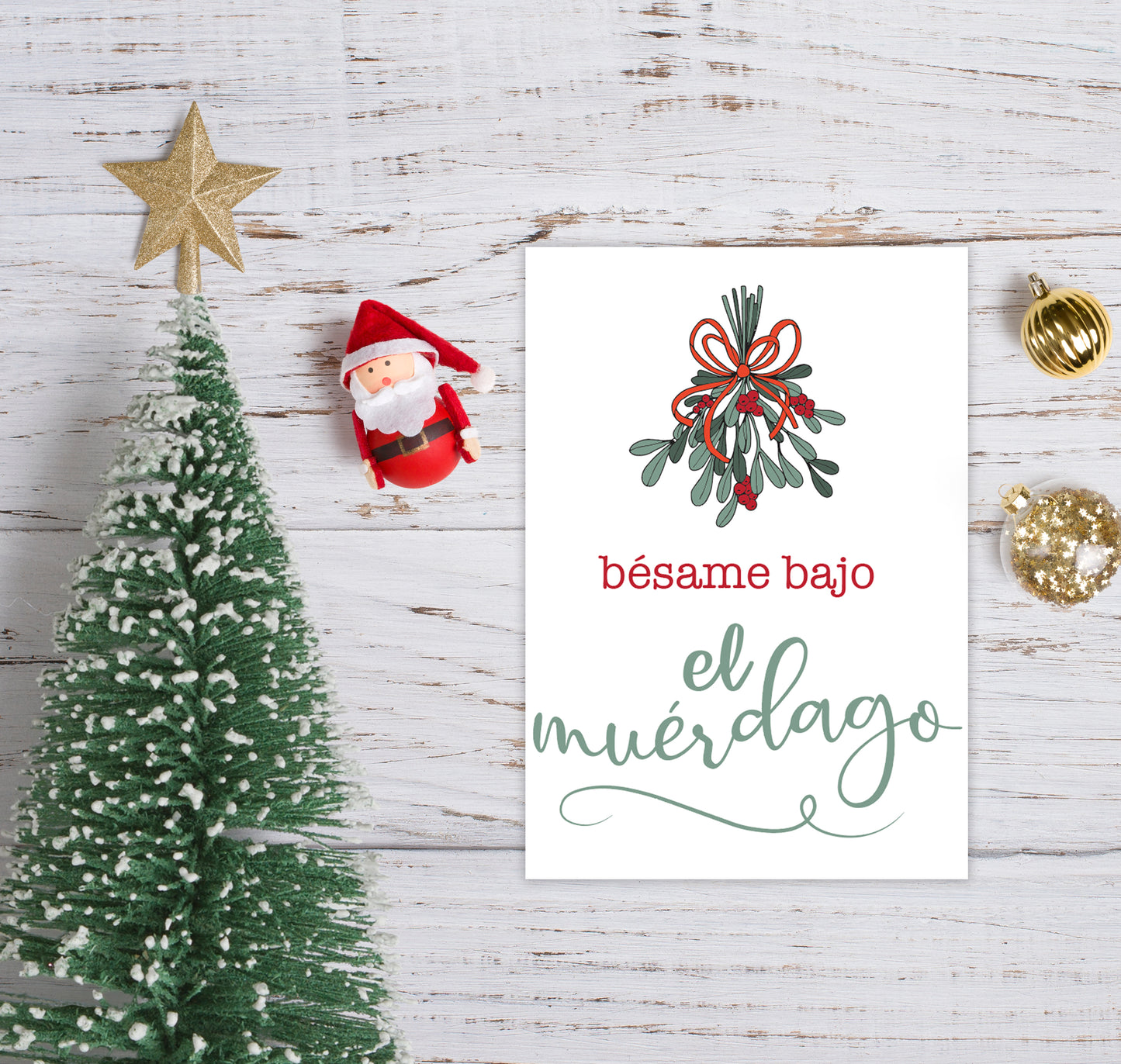 Besame bajo el muerdago | Printable card