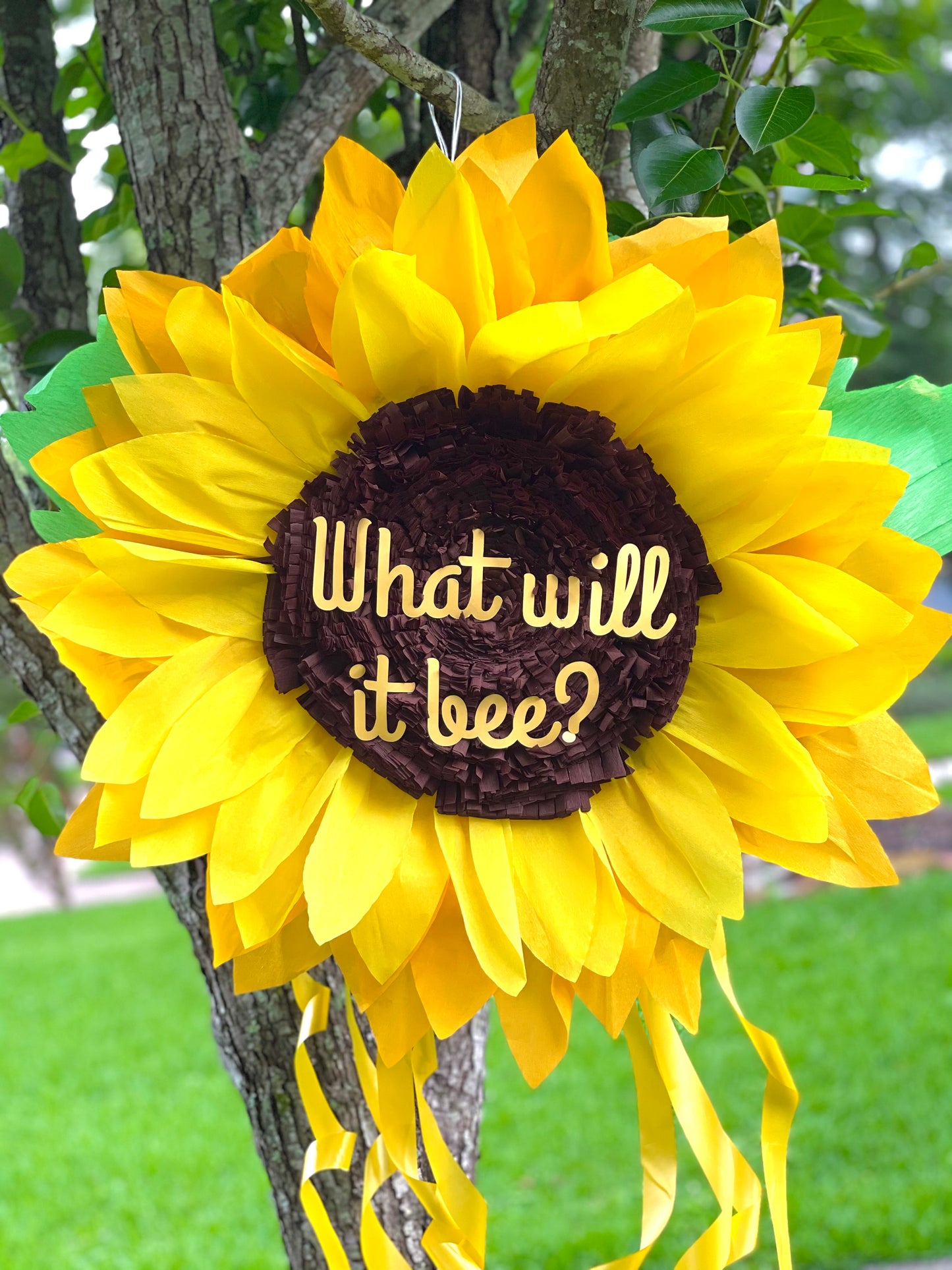 Sun Flower Gender Reveal Pull String Piñata