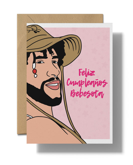 Bad Bunny Inspired Greeting Card – “Feliz Cumpleaños, Bebesota”