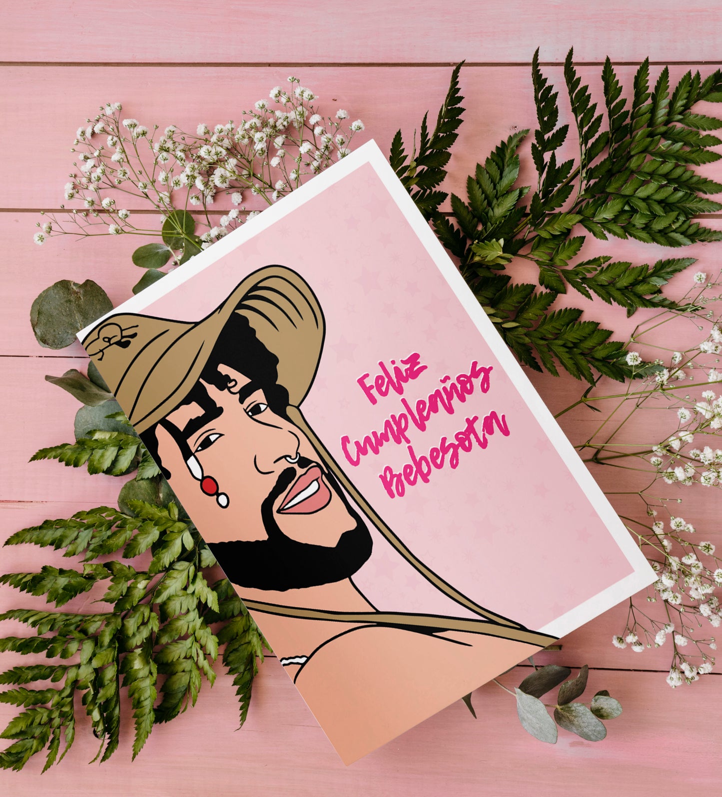 Bad Bunny Inspired Greeting Card – “Feliz Cumpleaños, Bebesota”