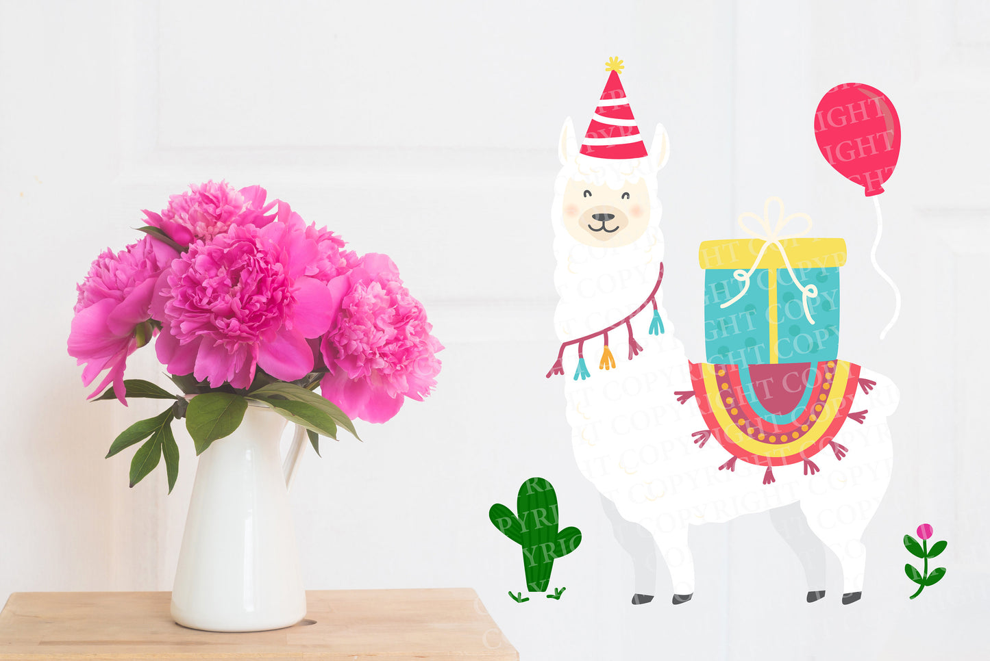 "Happy Birthday Llama" Digital Art | Party Theme PNG, EPS, JPG Files for T-Shirts & Decor