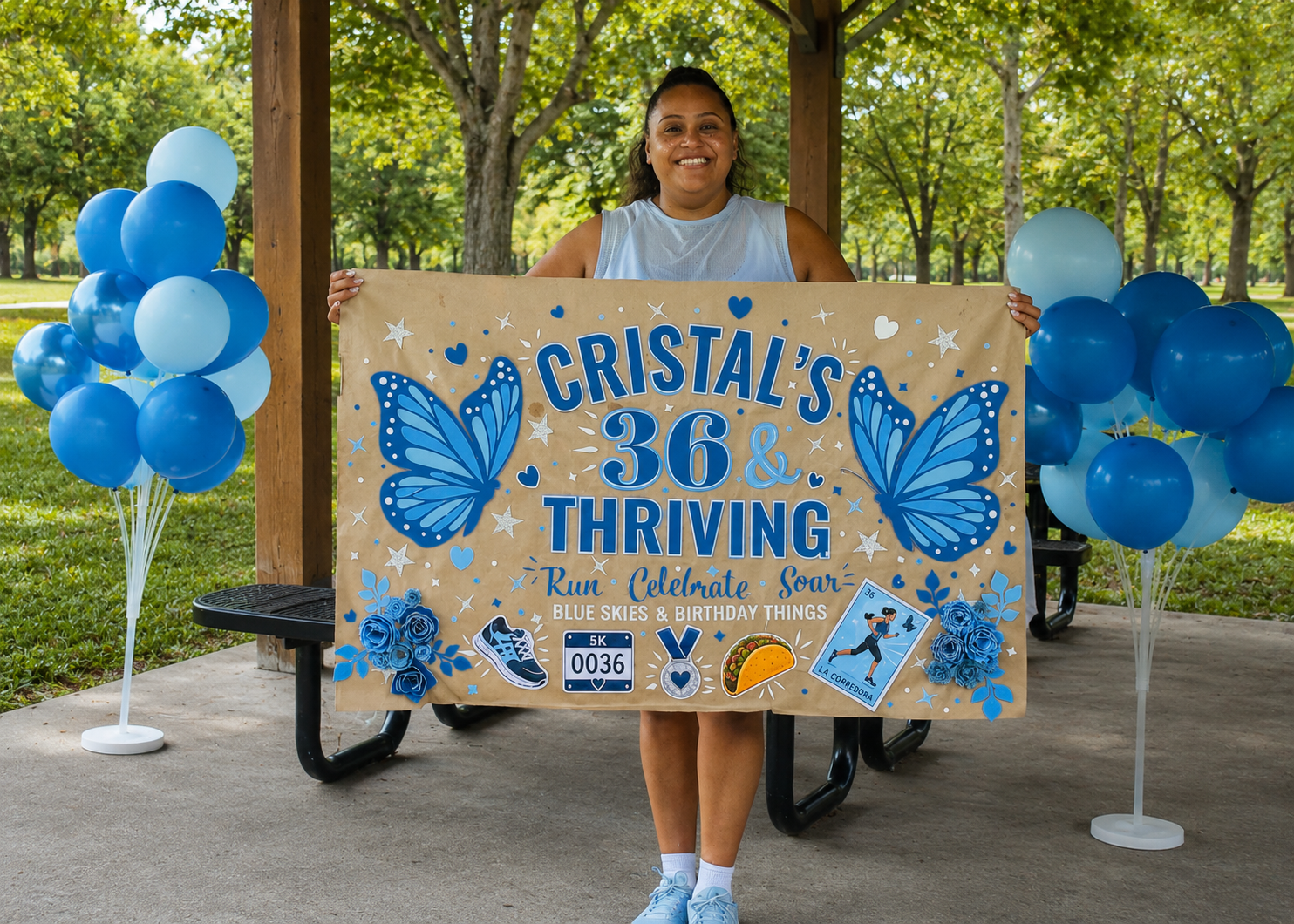 36 and Thriving birthday 5K cardstock banner, 47.5 by 29.5 inches