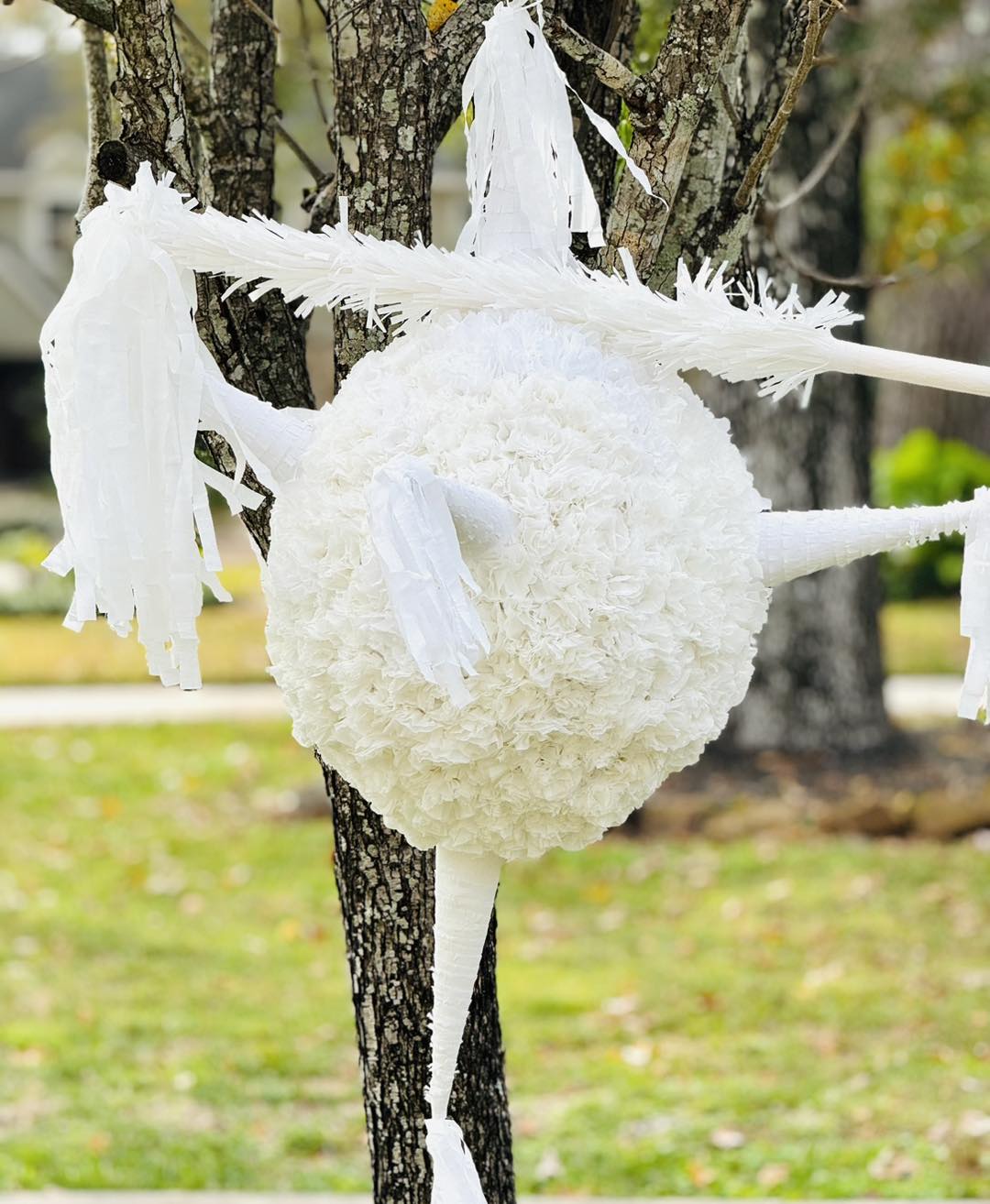 White 5-Point Star Floral Wedding Piñata