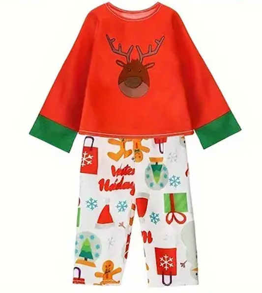 Christmas Elf Clothing, Reindeer Red Elf Pajama set