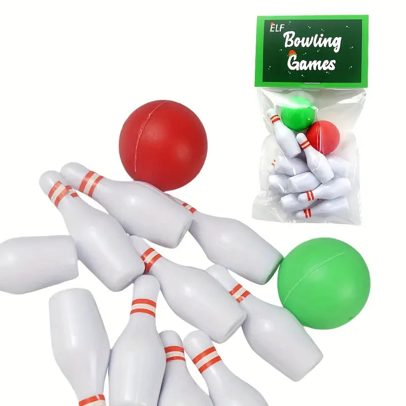 Set, Elf Accessories Props, Mini Bowling Christmas Toys