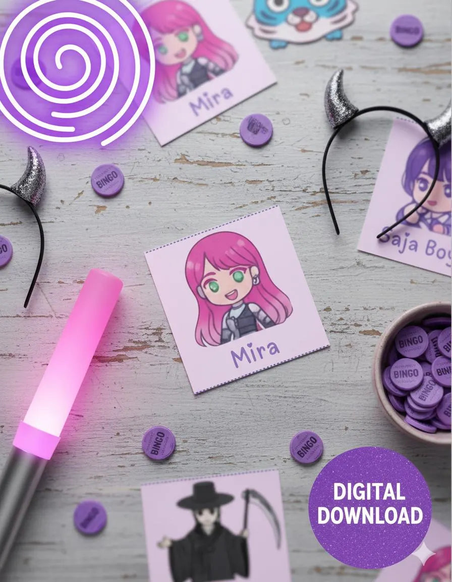 K-Pop Demon Hunters BINGO Game: Digital Download - Ultimate Party Activity!