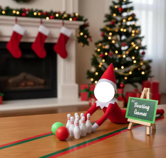 Miniature Elf Bowling Set Prop | Tiny Game Night Scene Accessory