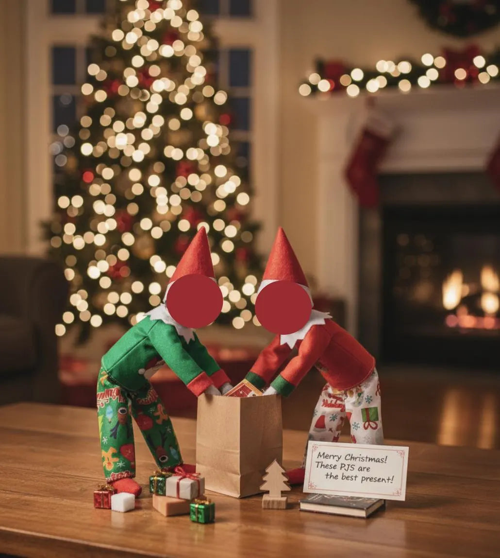 Cozy Reindeer Red Pajamas Set for Scout Elf (Top & Bottom)