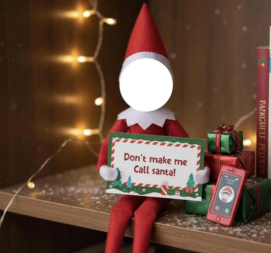 "Don't Make Me Call Santa!" Elf Phone & Sign Prop Set | Nice List Warning