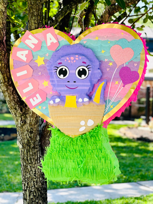 Purple Dinosaur Heart Piñata