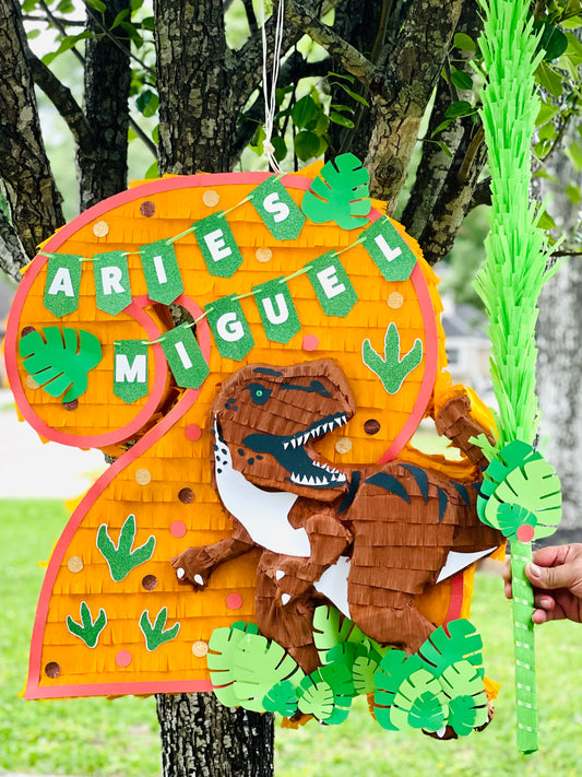 Brown T-Rex Number Piñata