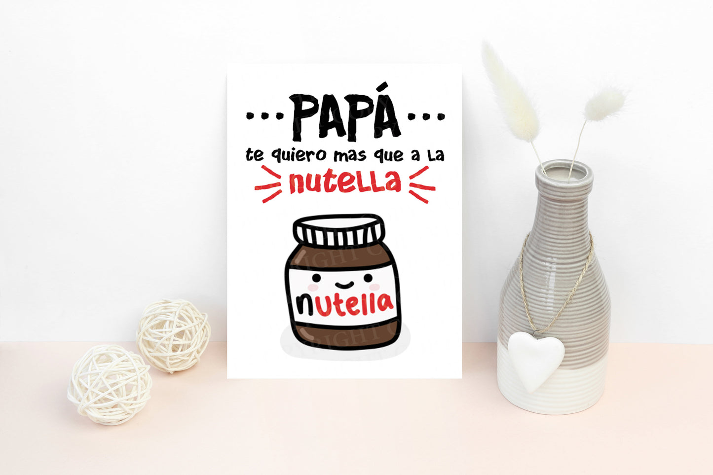 Papa te quiero mas que a la nutella | Printable Card