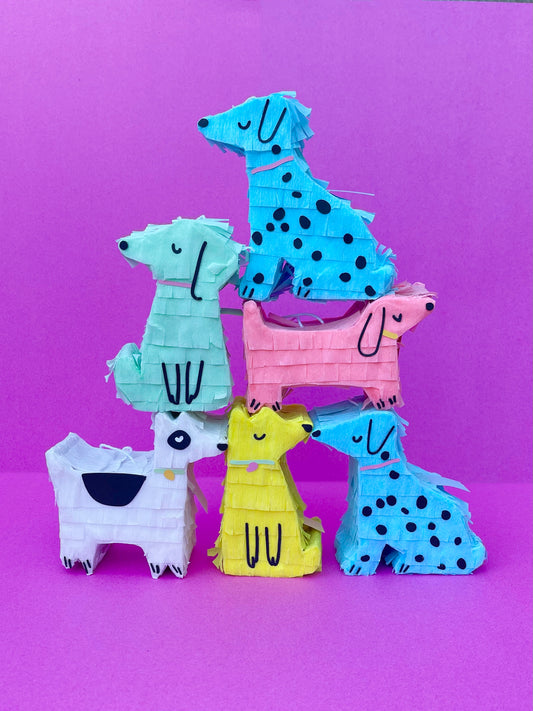 Set Of 6 Puppy Theme Mini Piñatas