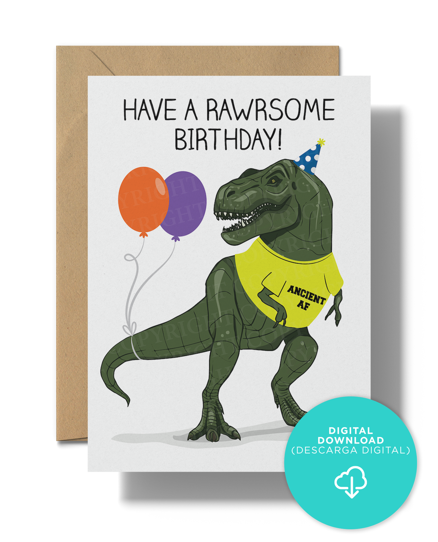Have A Rawrsome Birthday | Instant Digital Download JPG
